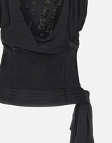 JACQUES WEI Top in raso con ricamo gioiello BLACK Donna 