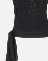 JACQUES WEI Top in raso con ricamo gioiello BLACK Donna 