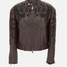 JACQUES WEI Giacca in pelle con ricamo floreale BROWN Donna 