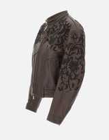 JACQUES WEI Giacca in pelle con ricamo floreale BROWN Donna 