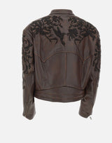 JACQUES WEI Giacca in pelle con ricamo floreale BROWN Donna 