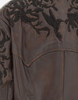 JACQUES WEI Giacca in pelle con ricamo floreale BROWN Donna 