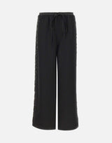 Pantaloni in raso con ricamo gioiello KZ006 BLACK JACQUES WEI 