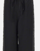 Pantaloni in raso con ricamo gioiello KZ006 BLACK JACQUES WEI 