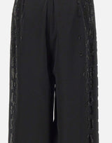 Pantaloni in raso con ricamo gioiello KZ006 BLACK JACQUES WEI 