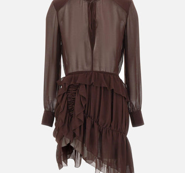 JACQUES WEI Abito con ruches BROWN Donna 