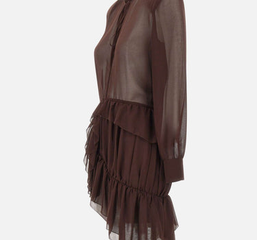 JACQUES WEI Abito con ruches BROWN Donna 