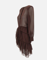 JACQUES WEI Abito con ruches BROWN Donna 