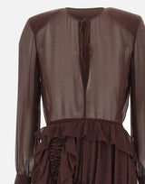 JACQUES WEI Abito con ruches BROWN Donna 