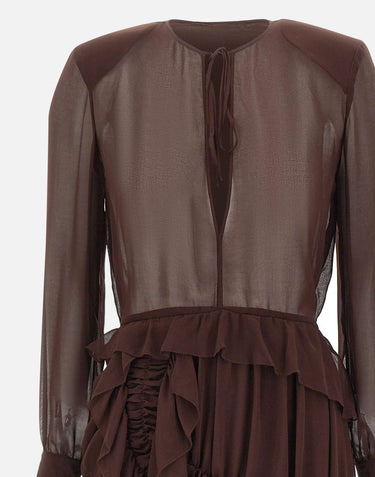 JACQUES WEI Abito con ruches BROWN Donna 