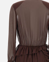JACQUES WEI Abito con ruches BROWN Donna 