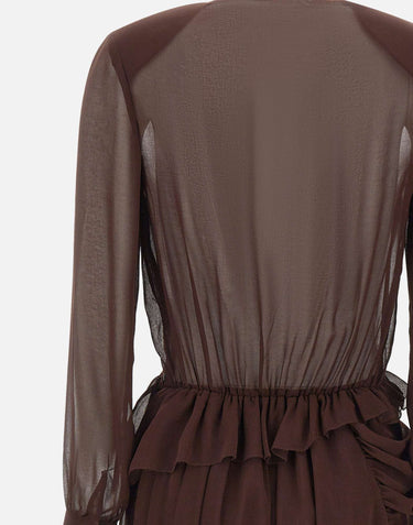 JACQUES WEI Abito con ruches BROWN Donna 