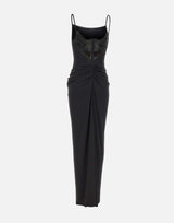 Abito lungo con drappeggi QZ011 BLACK JACQUES WEI 