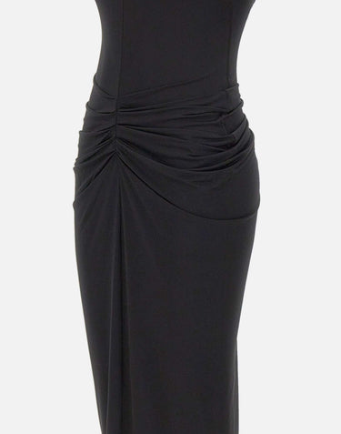 Abito lungo con drappeggi QZ011 BLACK JACQUES WEI 
