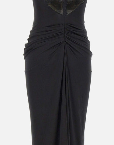 Abito lungo con drappeggi QZ011 BLACK JACQUES WEI 