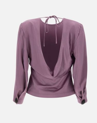 JACQUES WEI Blusa in raso con schiena scoperta PURPLE Donna 