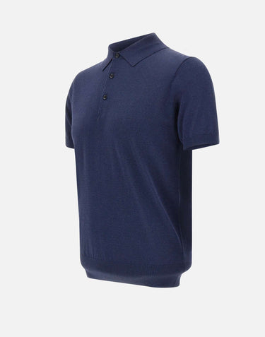 KANGRA Polo in viscosa e cotone BLUE Uomo 