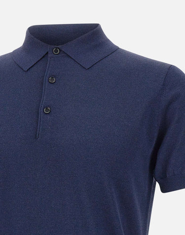 KANGRA Polo in viscosa e cotone BLUE Uomo 