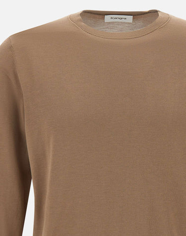 KANGRA Maglia in filato di seta e cotone BROWN Uomo 