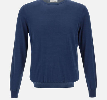 KANGRA Maglia in filato di seta e cotone BLUE Uomo 