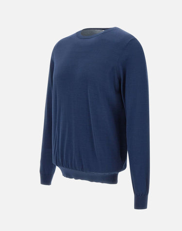KANGRA Maglia in filato di seta e cotone BLUE Uomo 