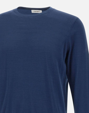 KANGRA Maglia in filato di seta e cotone BLUE Uomo 