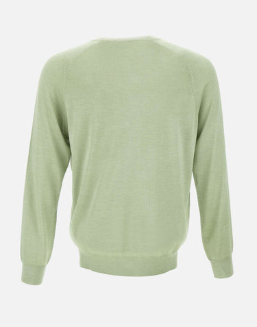 KANGRA Maglia  in filato di seta e cashmere GREEN Uomo 