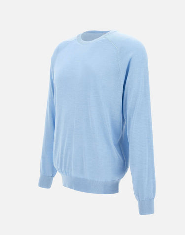 KANGRA Maglia in filato di seta e cashmere Light Blue Uomo 