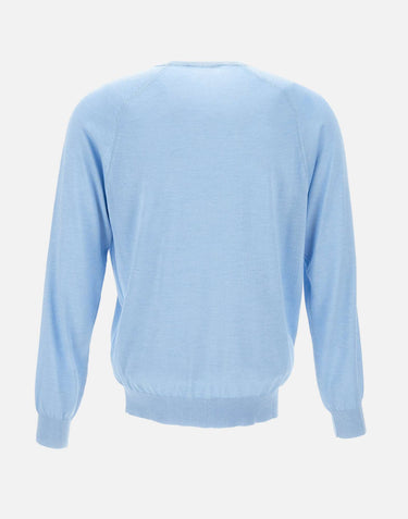 KANGRA Maglia in filato di seta e cashmere Light Blue Uomo 