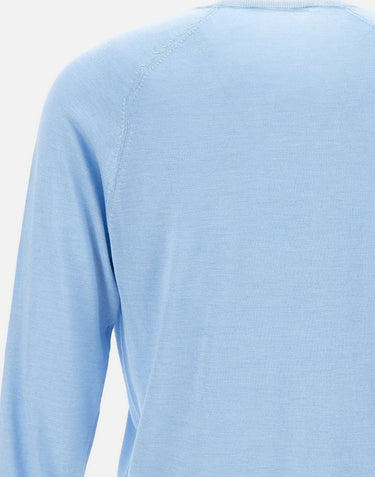 KANGRA Maglia in filato di seta e cashmere Light Blue Uomo 