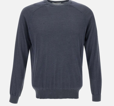 KANGRA Maglia in filato di seta e cashmere BLUE Uomo 