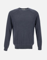 KANGRA Maglia in filato di seta e cashmere BLUE Uomo 