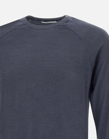 KANGRA Maglia in filato di seta e cashmere BLUE Uomo 