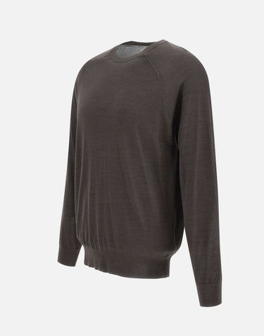 KANGRA Maglia in filato di seta e cashmere BROWN Uomo 