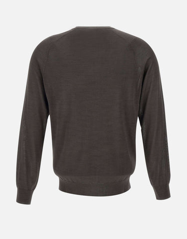 KANGRA Maglia in filato di seta e cashmere BROWN Uomo 