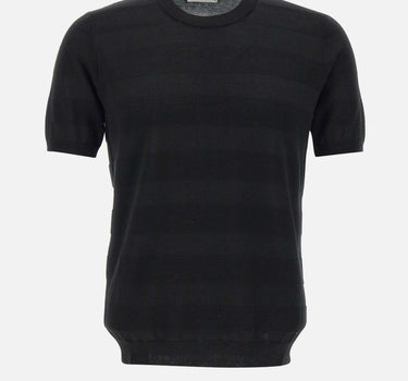 KANGRA T-shirt in maglia di cotone filato extrafine BLACK Uomo 