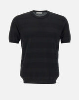 KANGRA T-shirt in maglia di cotone filato extrafine BLACK Uomo 