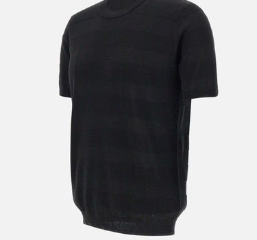 KANGRA T-shirt in maglia di cotone filato extrafine BLACK Uomo 