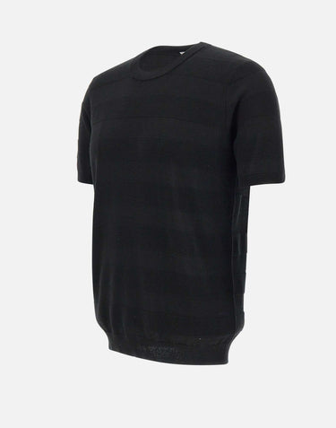 KANGRA T-shirt in maglia di cotone filato extrafine BLACK Uomo 