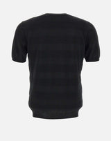 KANGRA T-shirt in maglia di cotone filato extrafine BLACK Uomo 