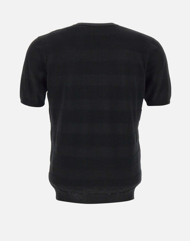 KANGRA T-shirt in maglia di cotone filato extrafine BLACK Uomo 