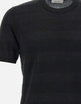 KANGRA T-shirt in maglia di cotone filato extrafine BLACK Uomo 