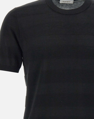 KANGRA T-shirt in maglia di cotone filato extrafine BLACK Uomo 