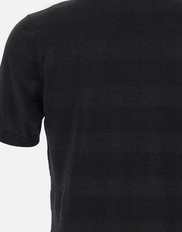 KANGRA T-shirt in maglia di cotone filato extrafine BLACK Uomo 
