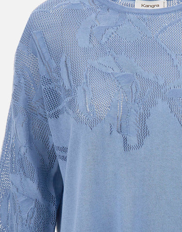 KANGRA Maglia in cotone Light Blue Donna 