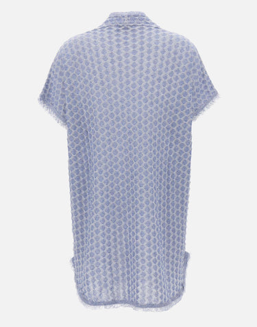 KANGRA Cardigan lungo punzonato Light Blue Donna 