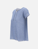 KANGRA Maglia a maniche corte in vanisé Light Blue Donna 