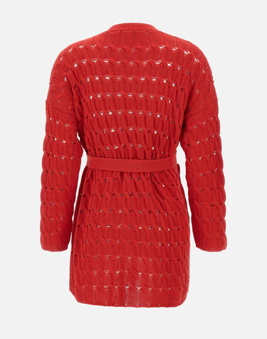 KANGRA Cardigan in cotone RED Donna 