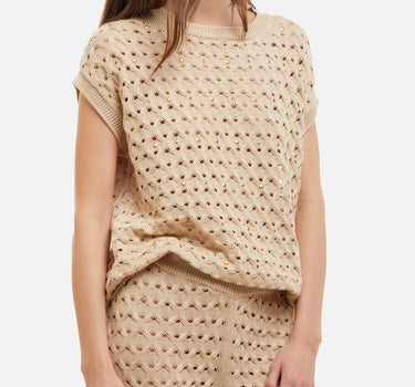 KANGRA Maglia girocollo smanicata BEIGE Donna 