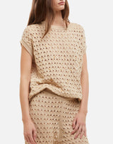 KANGRA Maglia girocollo smanicata BEIGE Donna 